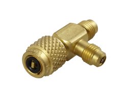 T-stycke, 2 x 1/4" M + 1/4" F svivel, SAE