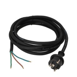 Nätkabel, med kontakt, 3m, IP44, 3 x 1,5mm2, svart, för utomhusbruk