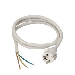 Nätkabel, med kontakt, 3m, IP44, 3 x 1,5mm2, vit, för utomhusbruk