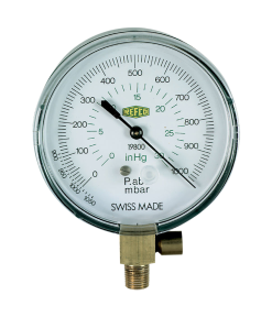 Vakuummätare, med säkerhetsventill, analog manometer, 1/8" NPT